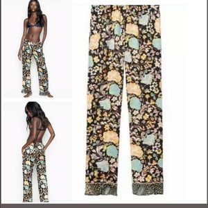 VS Satin Pajama Floral Sleep Pants w/ Pockets S